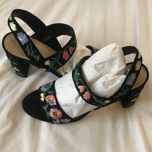 Embroidered block heels